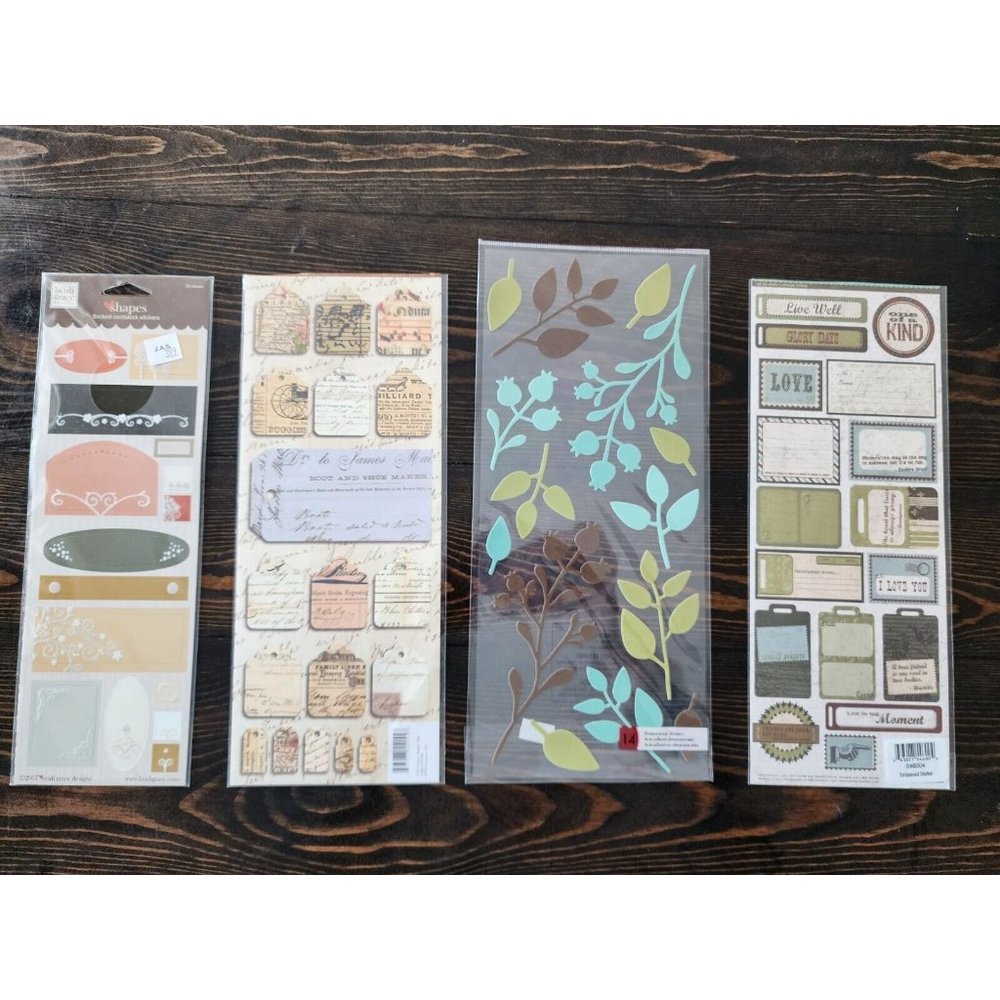 Scrapbooking Stickers Tags Labels Love Jumbo Sheets K&Co Lot New Retired #22